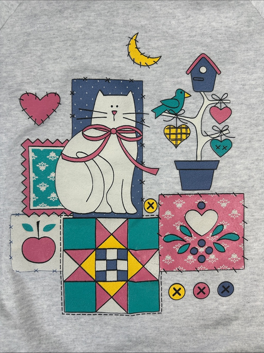 Vintage 90s Country-Kitsch Grannycore Cat Quilt Crewneck - Picture 5 of 10